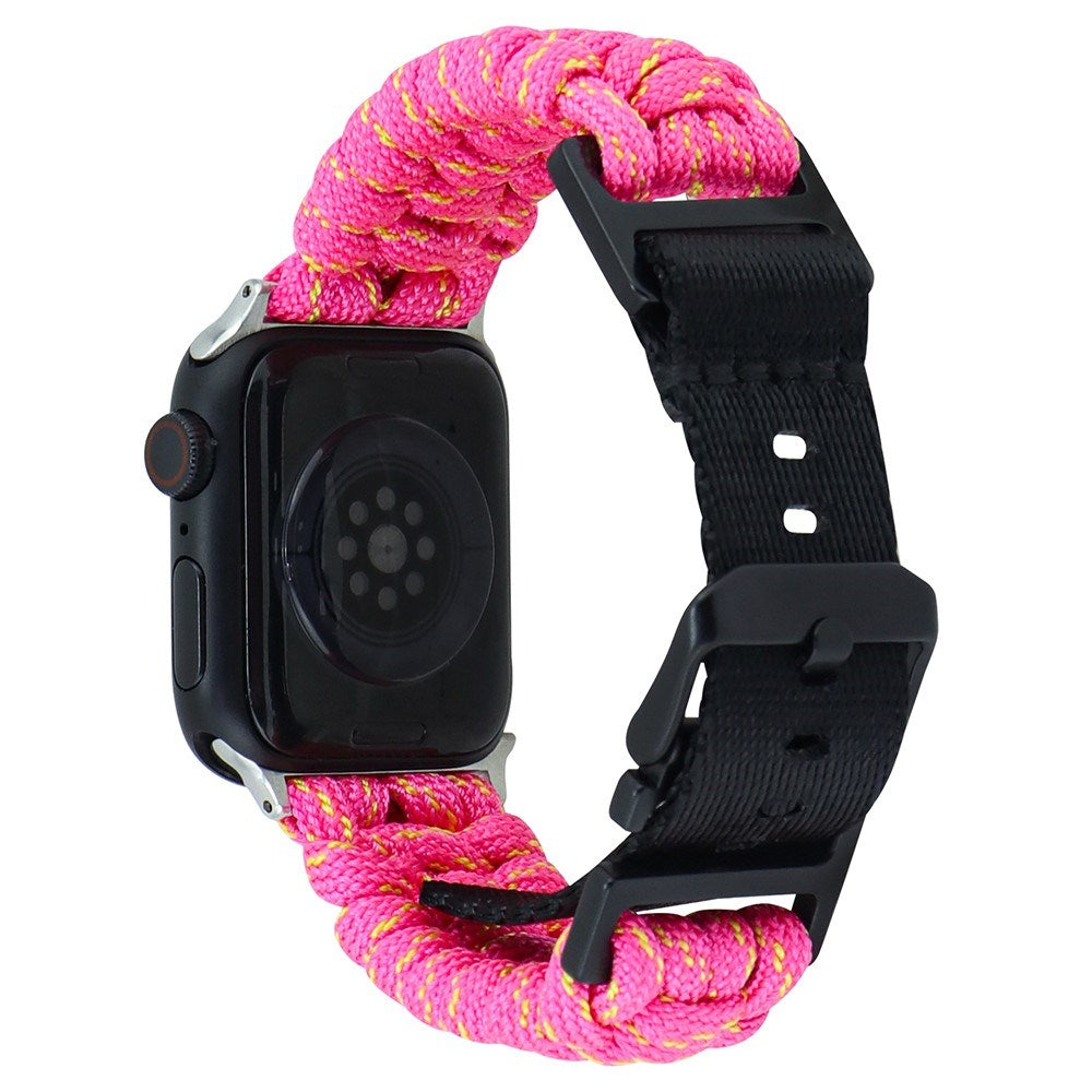 Apple Watch (42/44/SE/45/46/49mm) EIDERWOOD Flätat Nylon Armband - Gul / Rosa