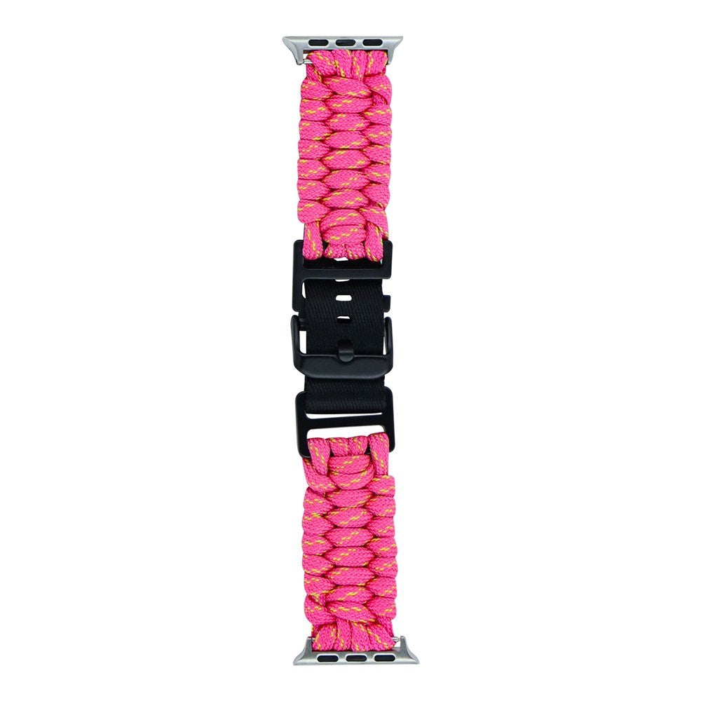 Apple Watch (42/44/SE/45/46/49mm) EIDERWOOD Flätat Nylon Armband - Gul / Rosa