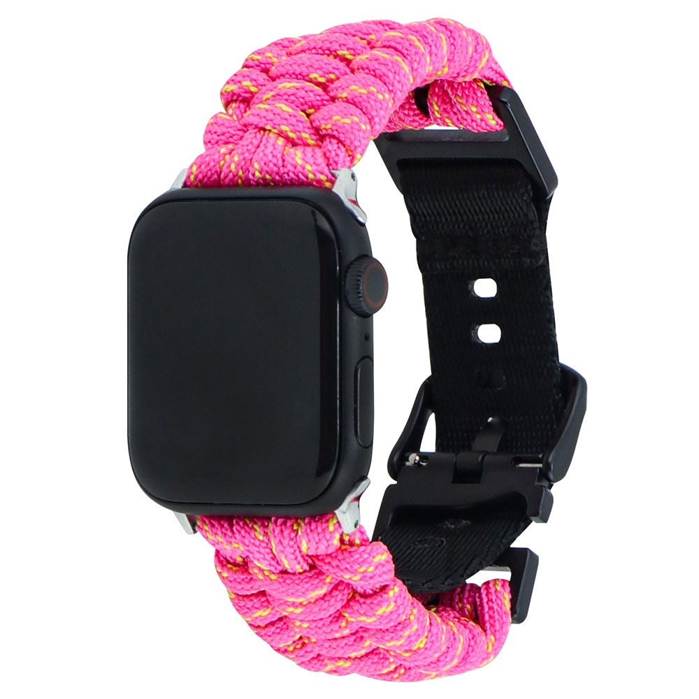 Apple Watch (42/44/SE/45/46/49mm) EIDERWOOD Flätat Nylon Armband - Gul / Rosa