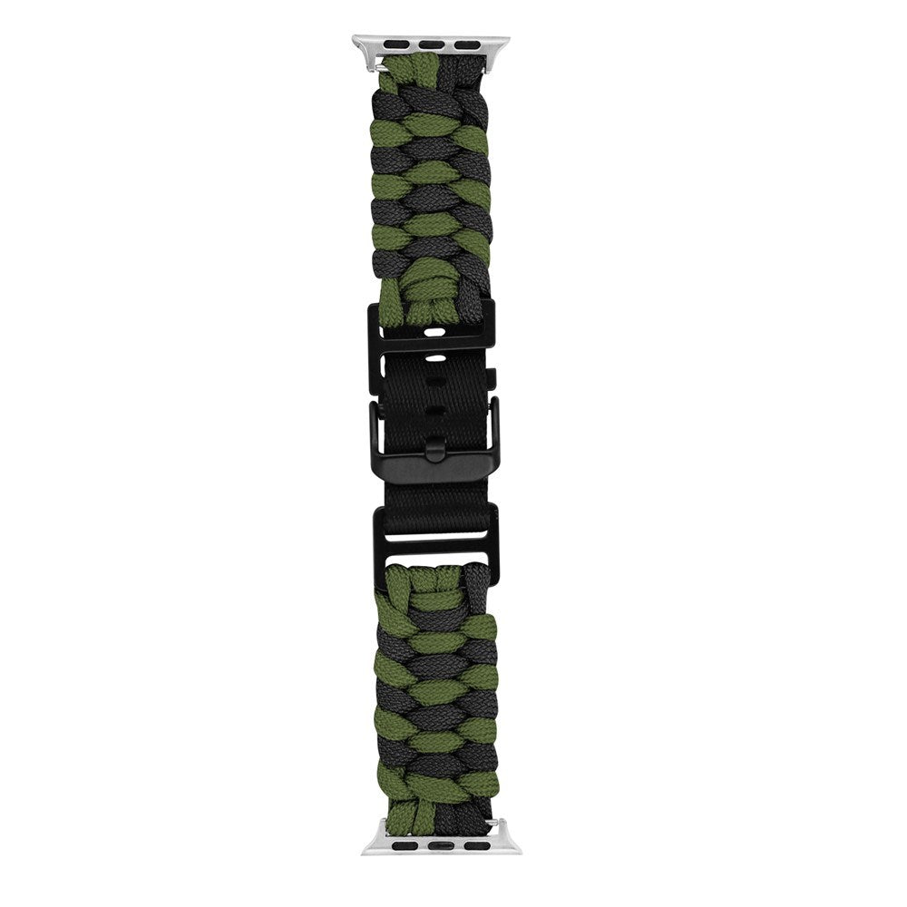 Apple Watch (42/44/SE/45/46/49mm) EIDERWOOD Flätat Nylon Armband - Grön / Svart
