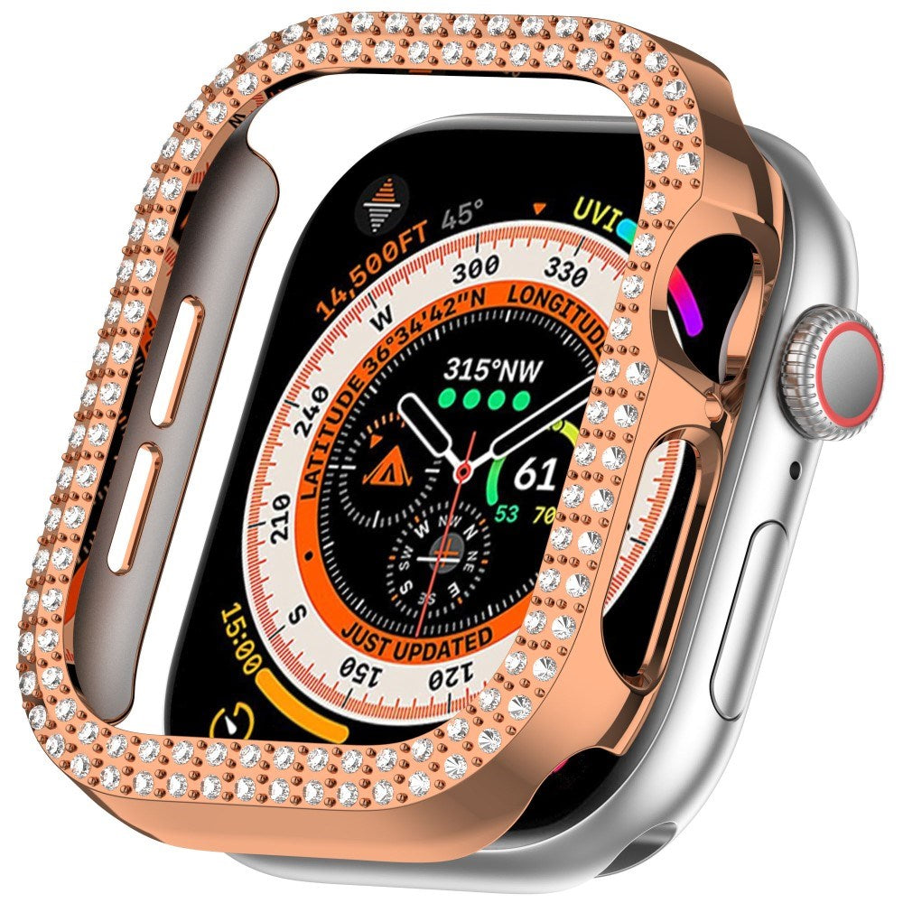 Apple Watch 11 / 10 (42mm) Hård Plastik Fodral - Rose Gold / Strass