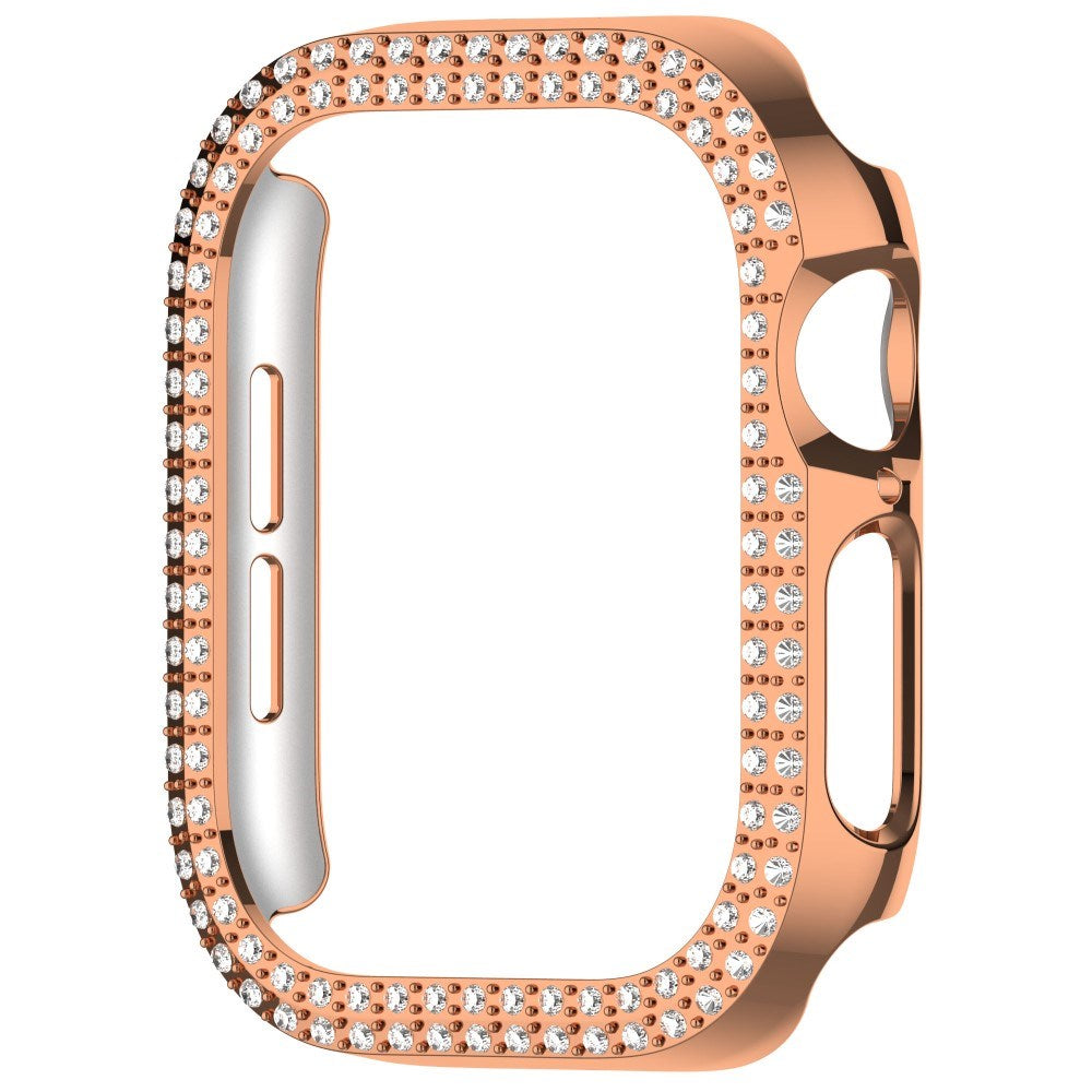 Apple Watch 11 / 10 (42mm) Hård Plastik Fodral - Rose Gold / Strass