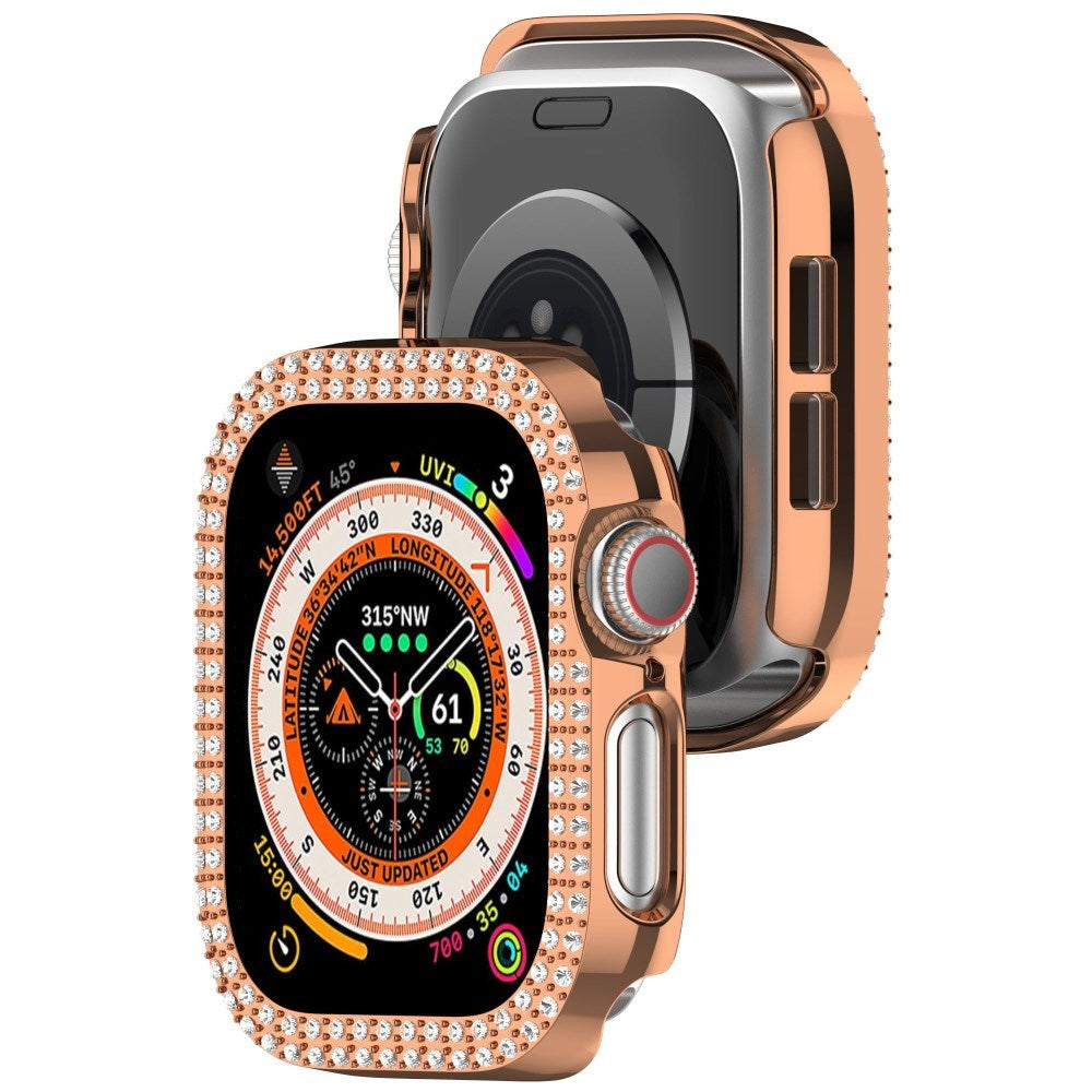 Apple Watch 11 / 10 (42mm) Hård Plastik Fodral - Rose Gold / Strass