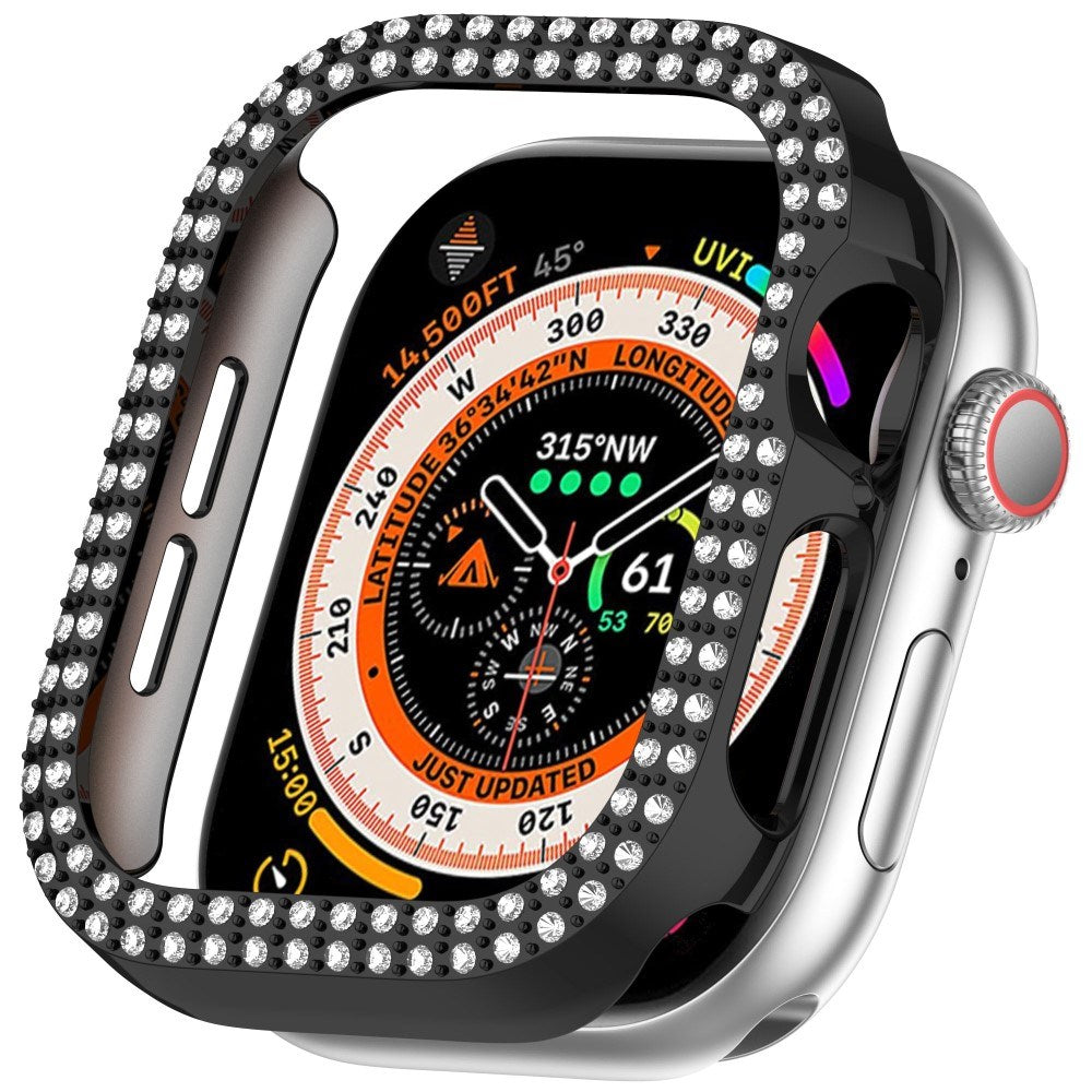 Apple Watch 11 / 10 (42mm) Hård Plastik Fodral - Svart / Strass