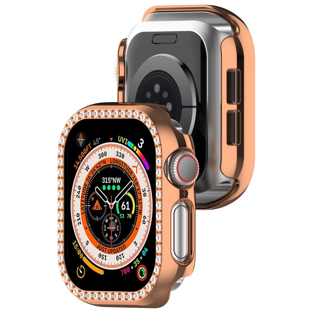 Apple Watch 11 / 10 (42mm) Hård Plast Fodral - Rose Gold / Strass