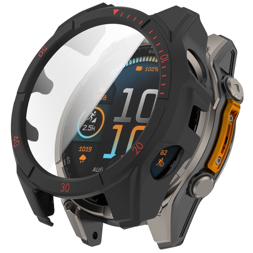 Garmin Tactix 8 AMOLED (47mm) Hårt Plast Skal m. Skyddsglas - Svart / Röd