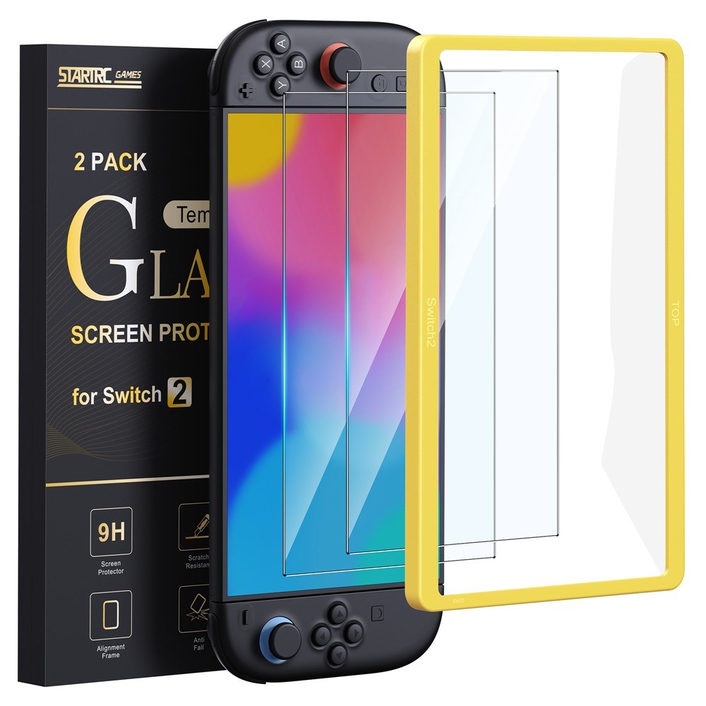 Nintendo Switch 2 Skärmskyddsglas med Monteringsram - 2 st. - Genomskinlig