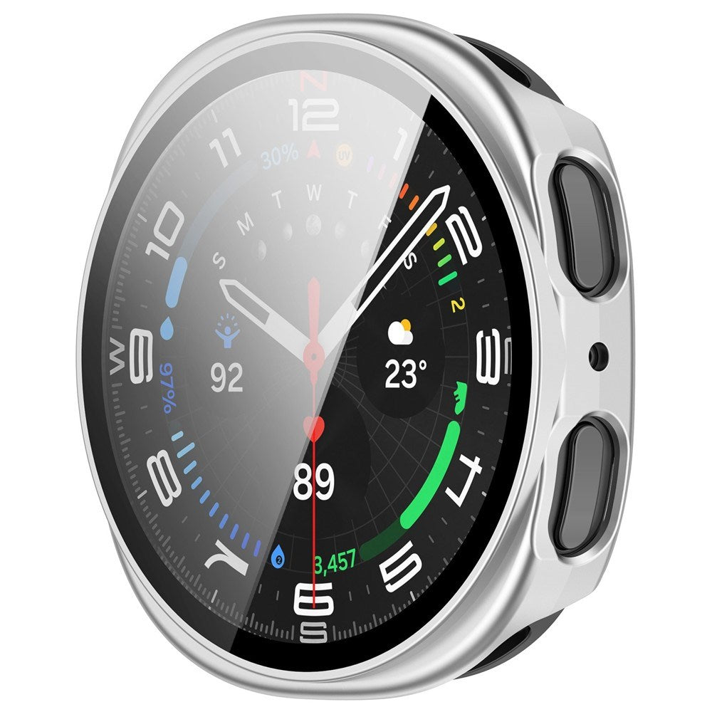 Samsung Galaxy Watch 8 (44mm) Hårt Plast Fodral med Skärmskydd - Matt Silver