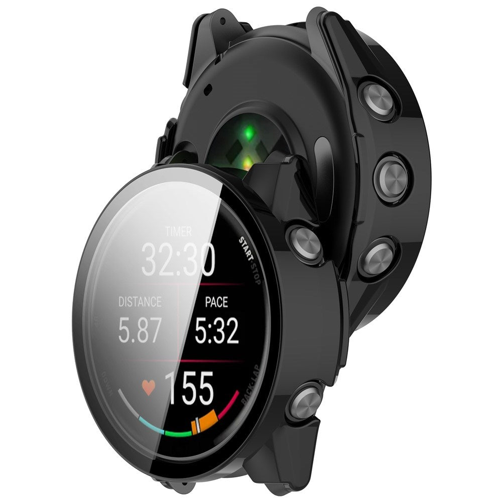 Garmin Forerunner 570 (47mm) Fodral med Härdat Glas Skärmskydd - Svart