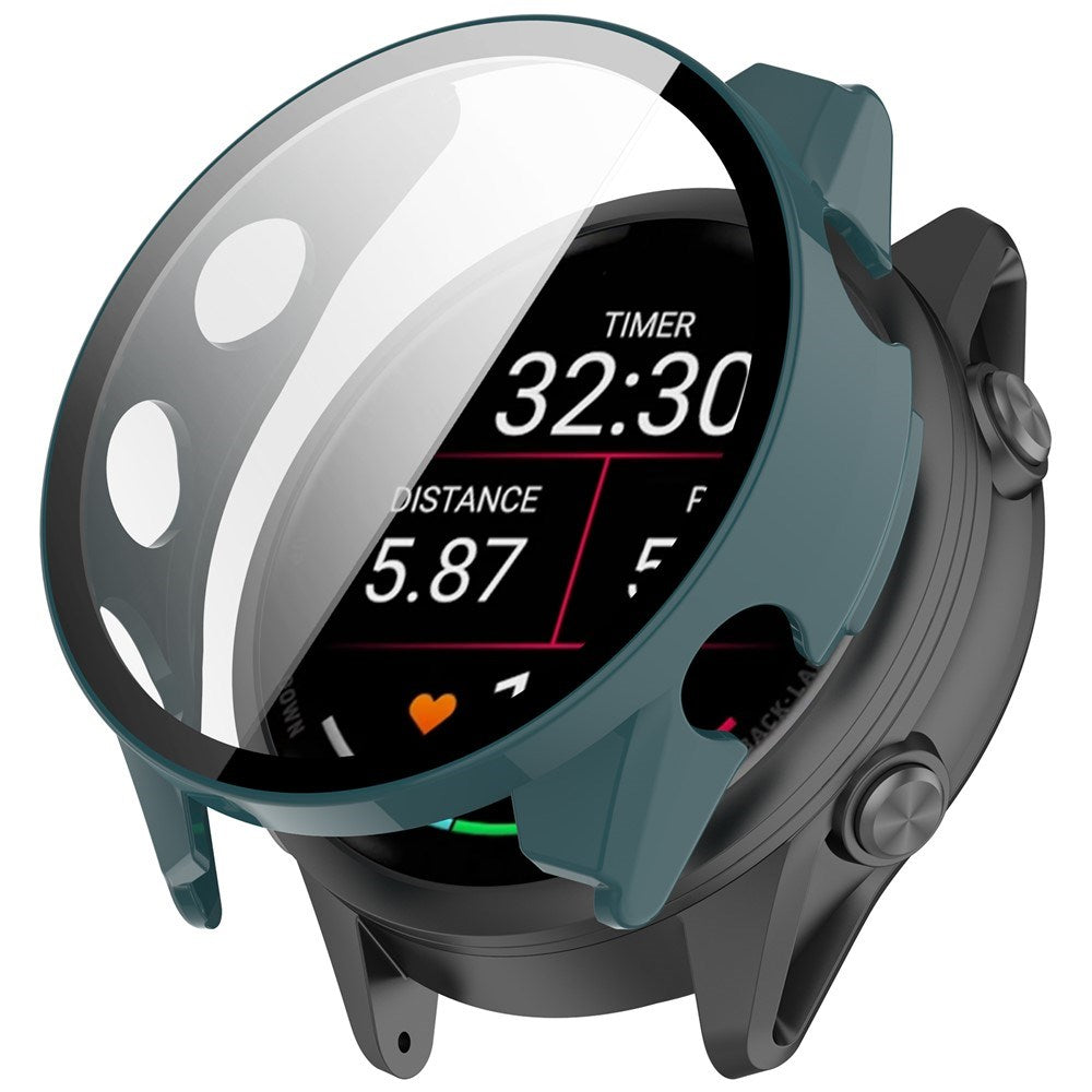 Garmin Forerunner 570 (47mm) Fodral med Härdat Glas Skärmskydd - Grön