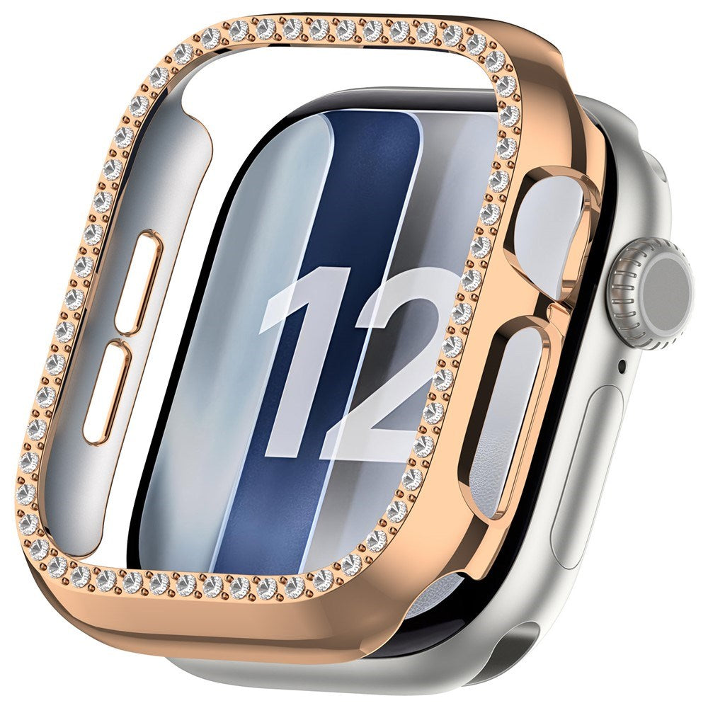 Apple Watch Series 12 (42mm) Hårt Plast Skal - Rose Gold / Strass