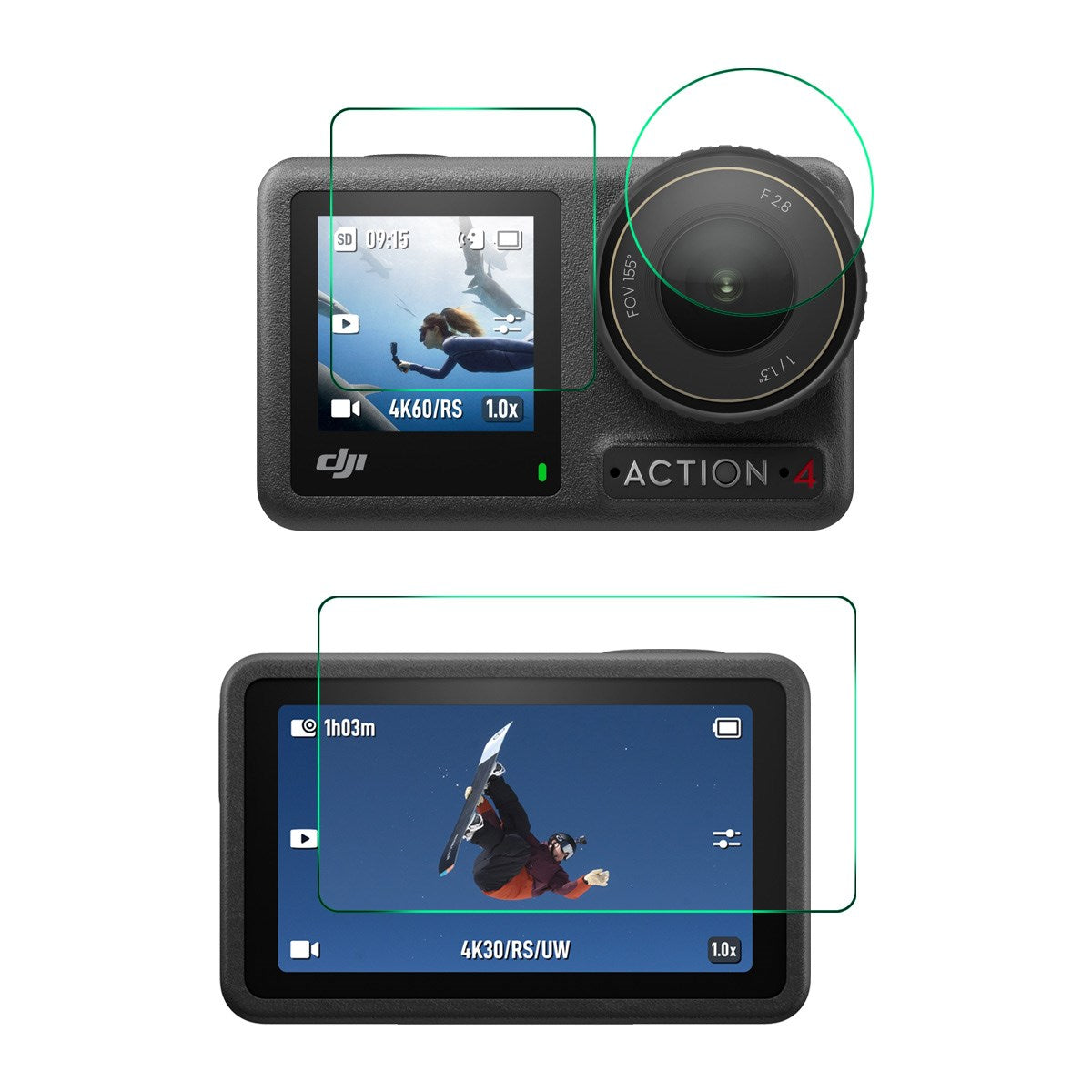 DJI Osmo Action 4 / 3 Skärmskyddsset - 9H - Genomskinlig