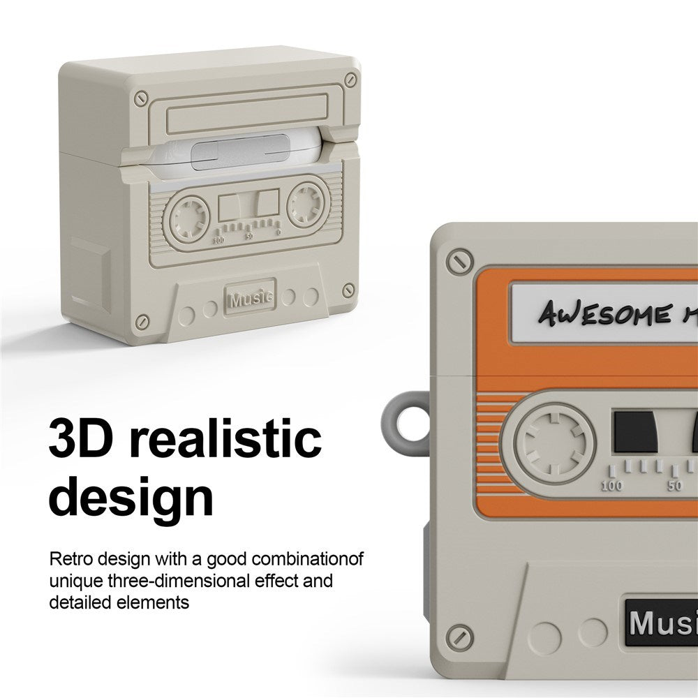 Apple AirPods (4. Gen.) Silikon Skal m. Kassettband Design - Svart
