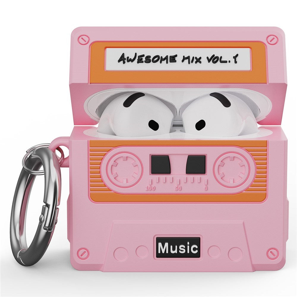 Apple AirPods (4. Gen.) Silikon Skal m. Kassettband Design - Rosa