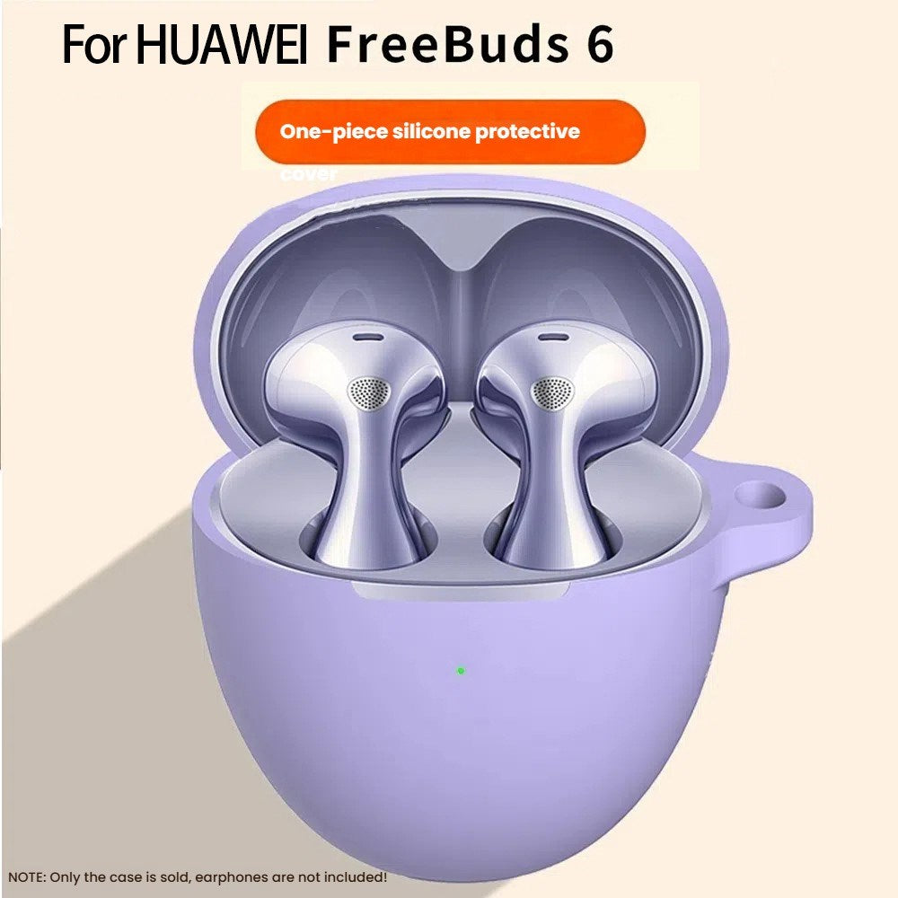 Huawei FreeBuds 6 Silikonfodral med Karbinhake – Grå