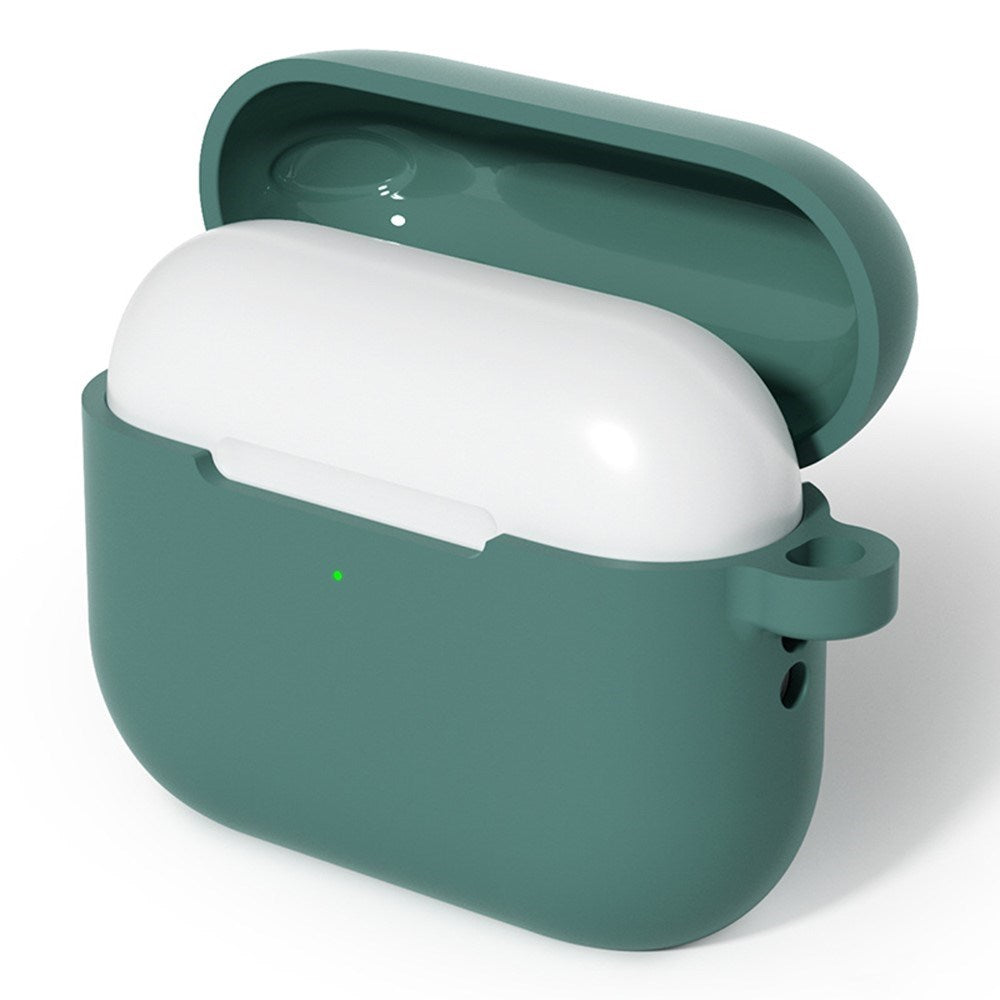 Apple AirPods Pro (3 Gen.) Silikonfodral med Karbinhake – Mörkgrön