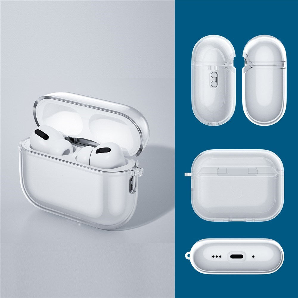 Apple AirPods Pro (3. gen.) Transparent Flexibelt Plast Skal - Genomskinlig / Röd