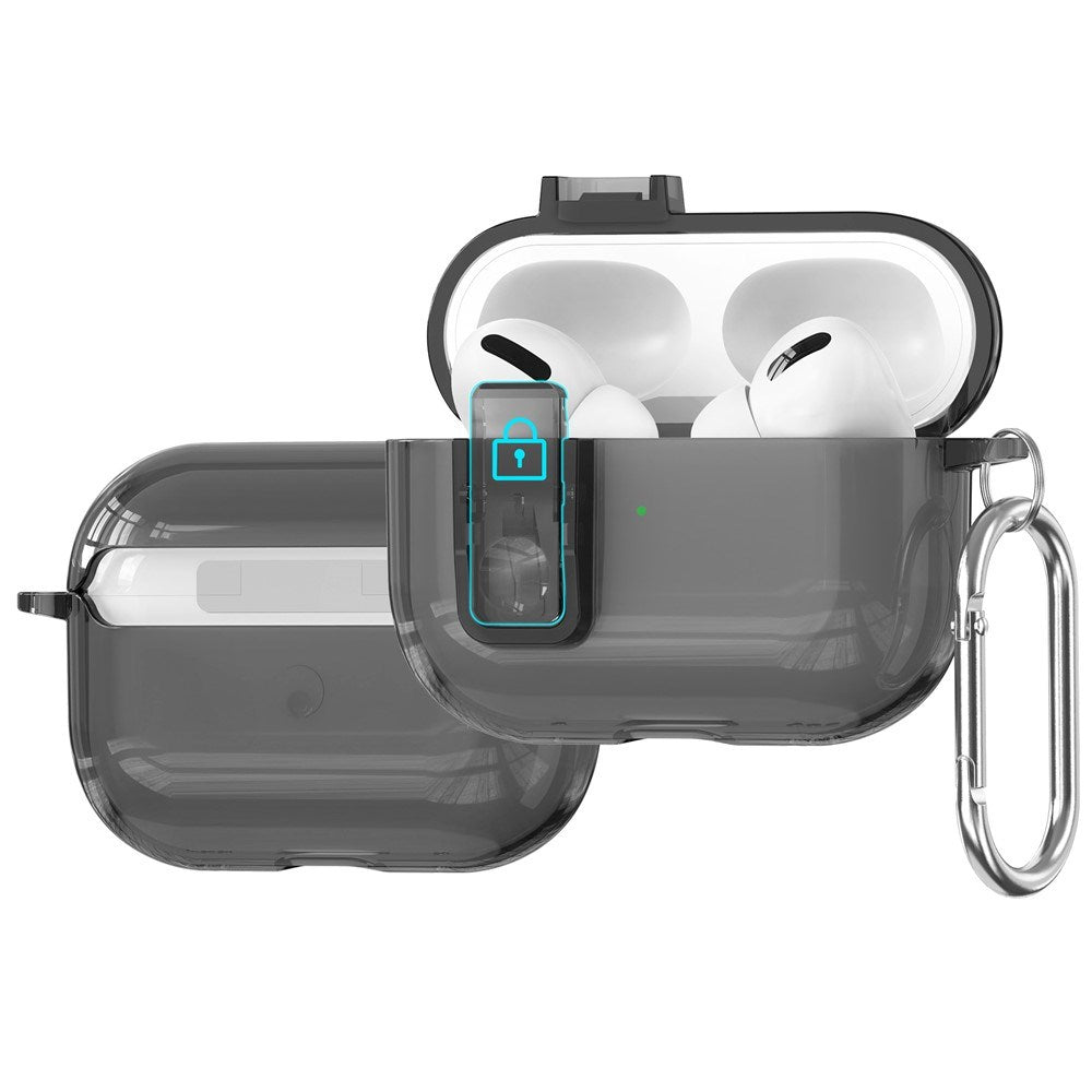 Apple AirPods Pro (3. gen.) Hybrid Plast Skal m. Karabinhake - Genomskinlig / Svart