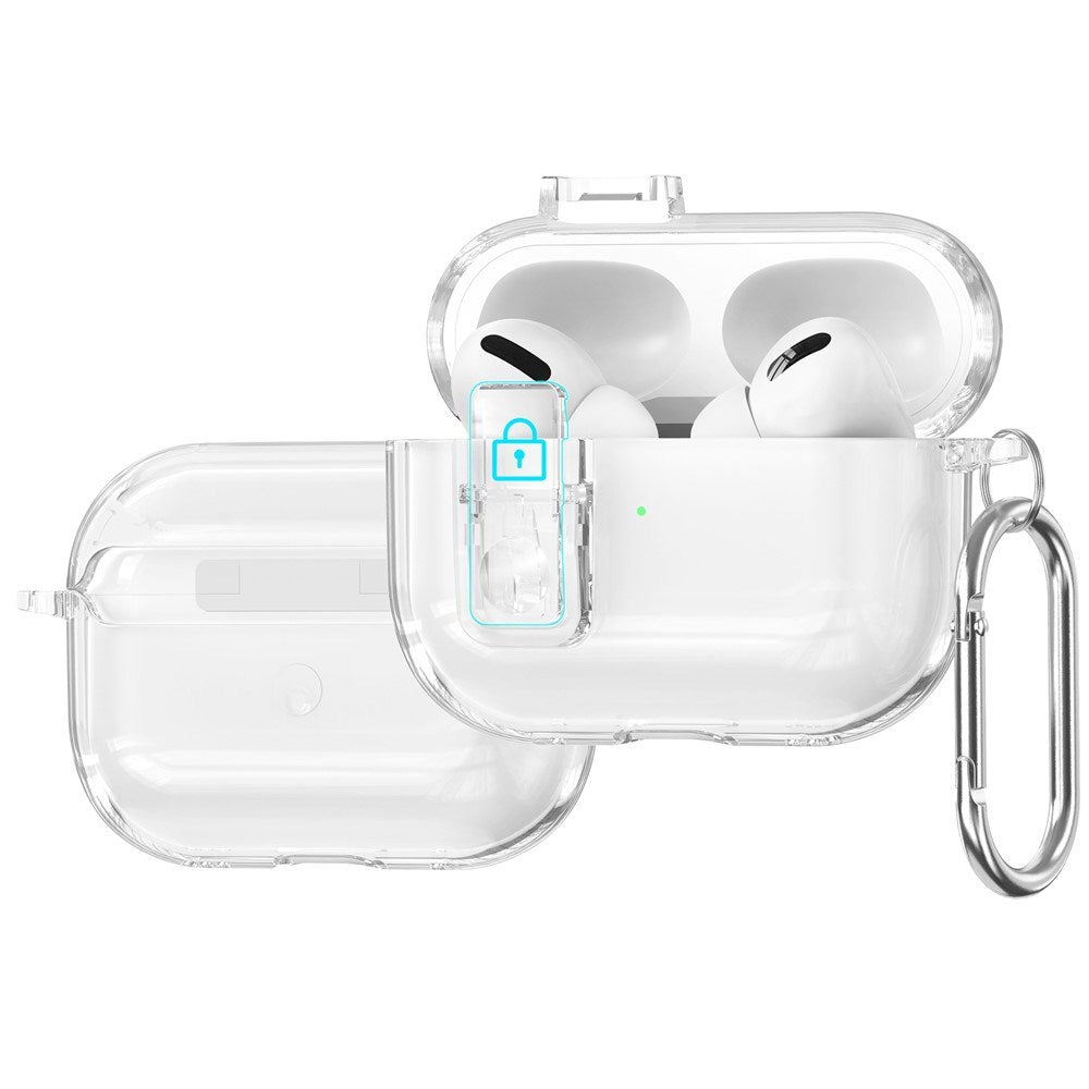 Apple AirPods Pro (3. gen.) Hybrid Plast Skal m. Karabinhake - Genomskinlig