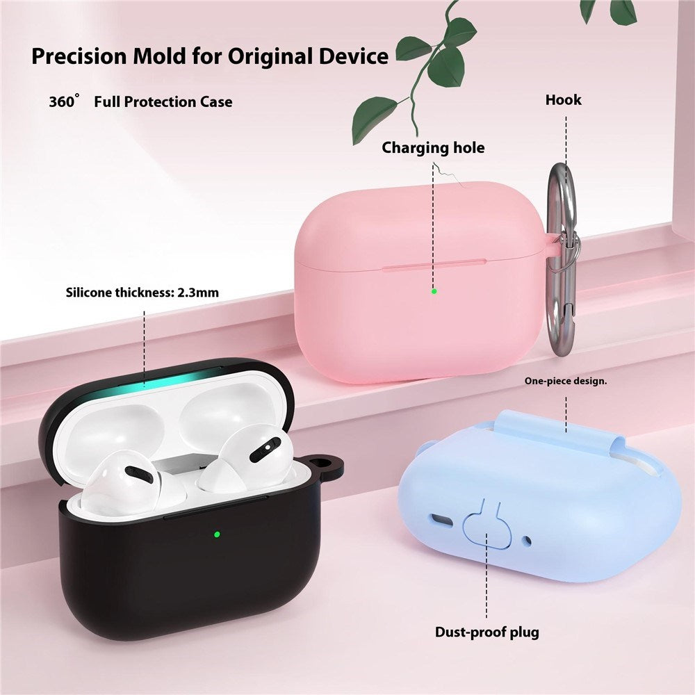 Apple AirPods Pro (3. gen.) Silikon Skal - Karabinhake - Mörkblå
