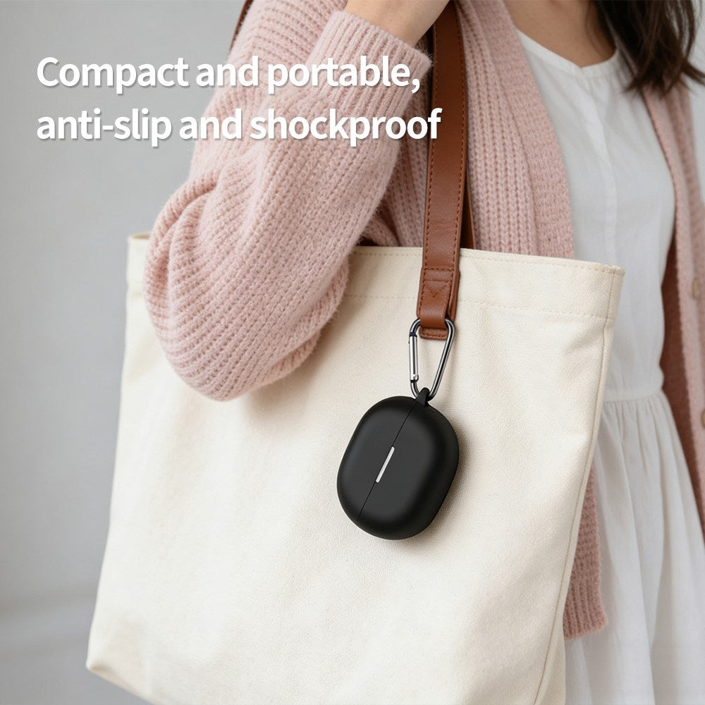 Huawei FreeBuds Pro 5 Silikonfodral med Karbinhake - Vit