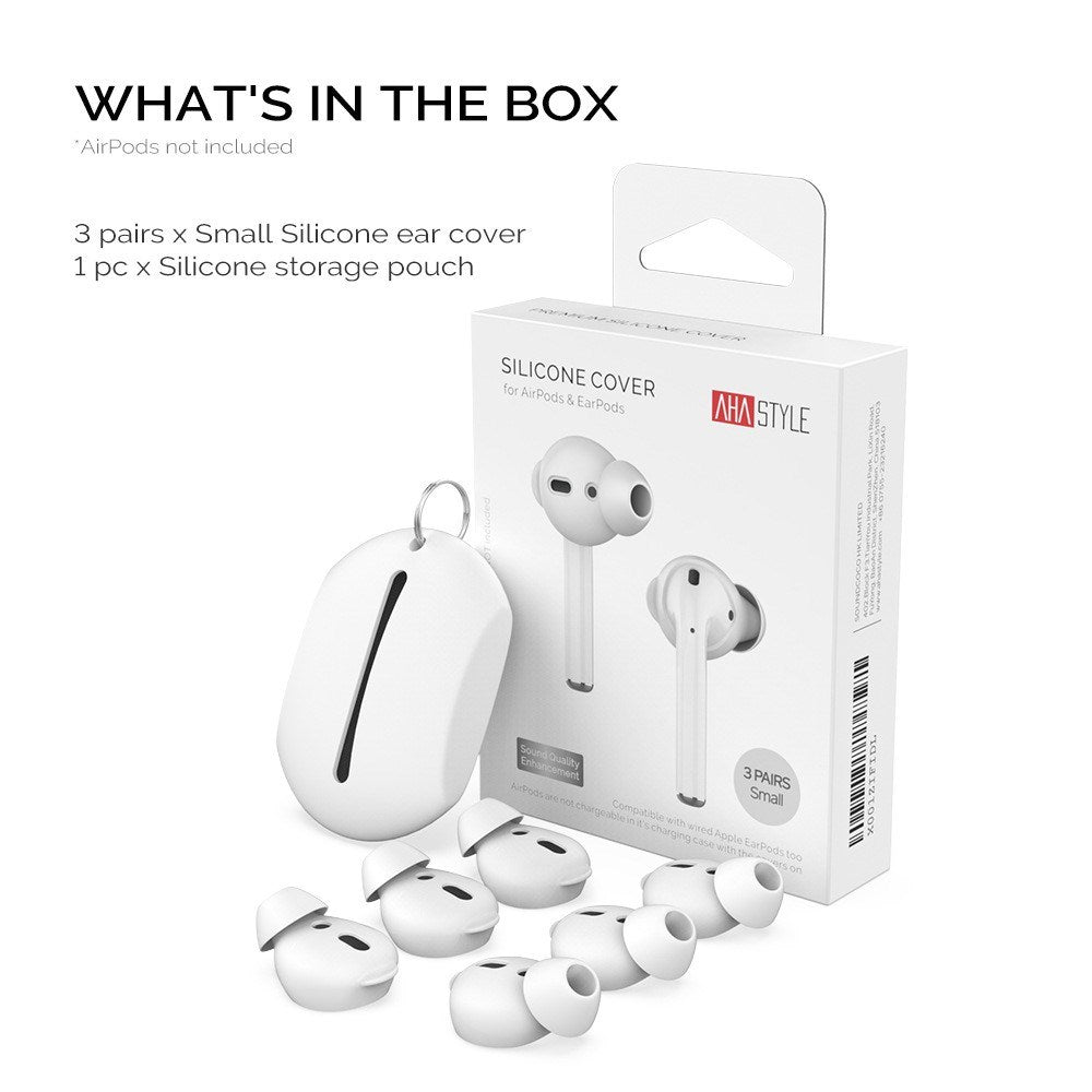 Apple AirPods (1. & 2. Gen.) Öronsnäckor 3-Pack med Förvaringsfodral – Storlek S – Vit