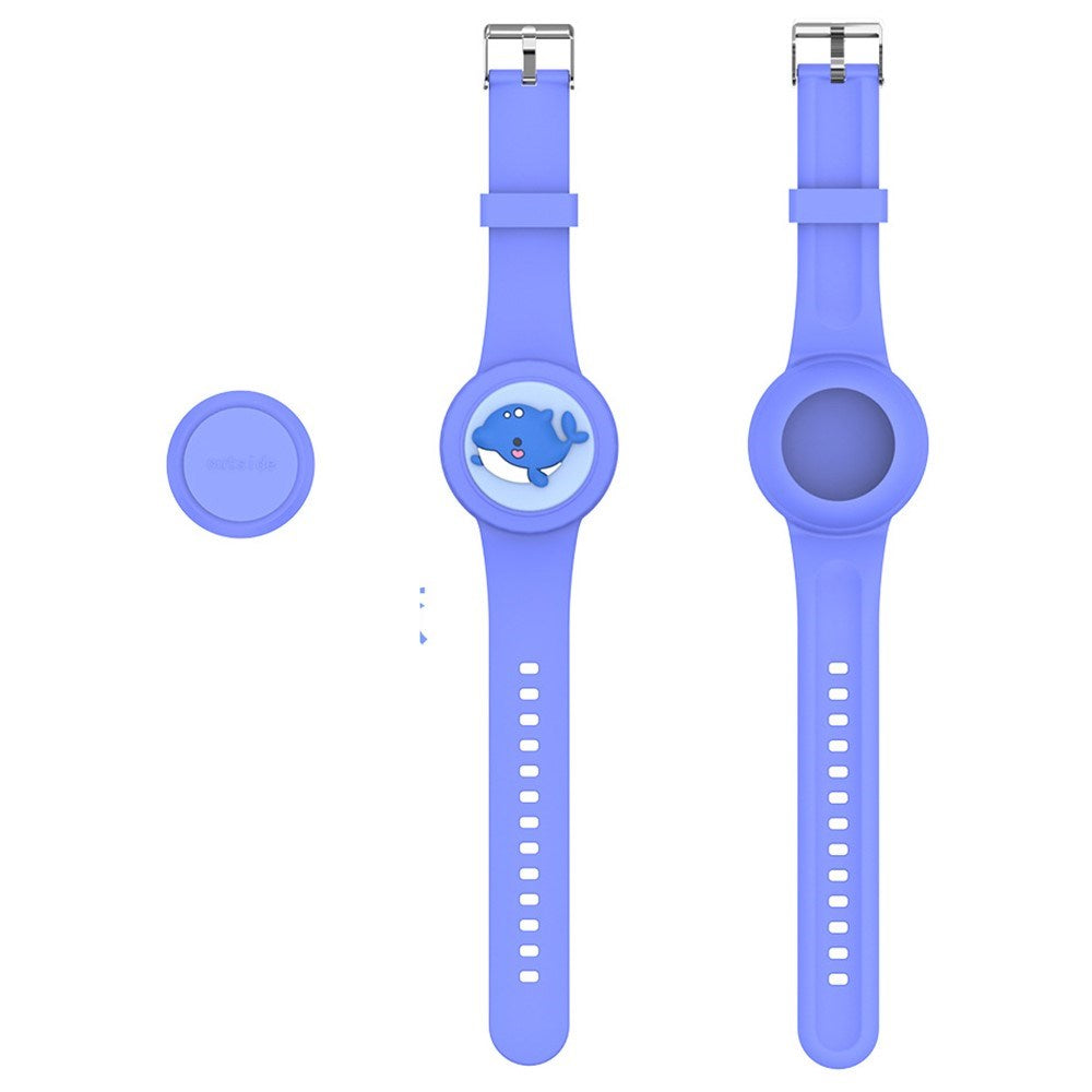 Apple AirTag 1. & 2. Gen. Silikonarmband med 3D-Design – Blå / Delfin