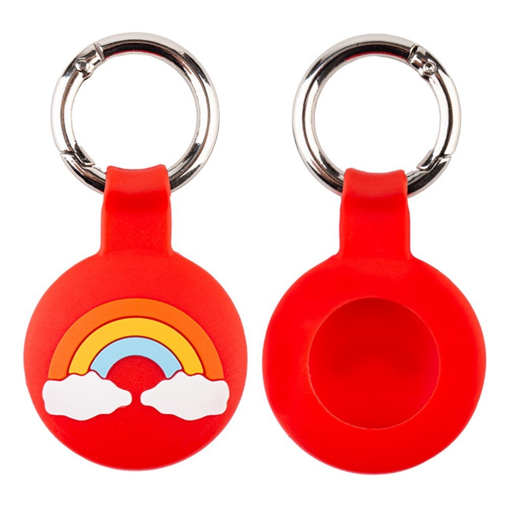 Apple AirTag Silikon Fodral med Karbinhake – Röd Regnbåge