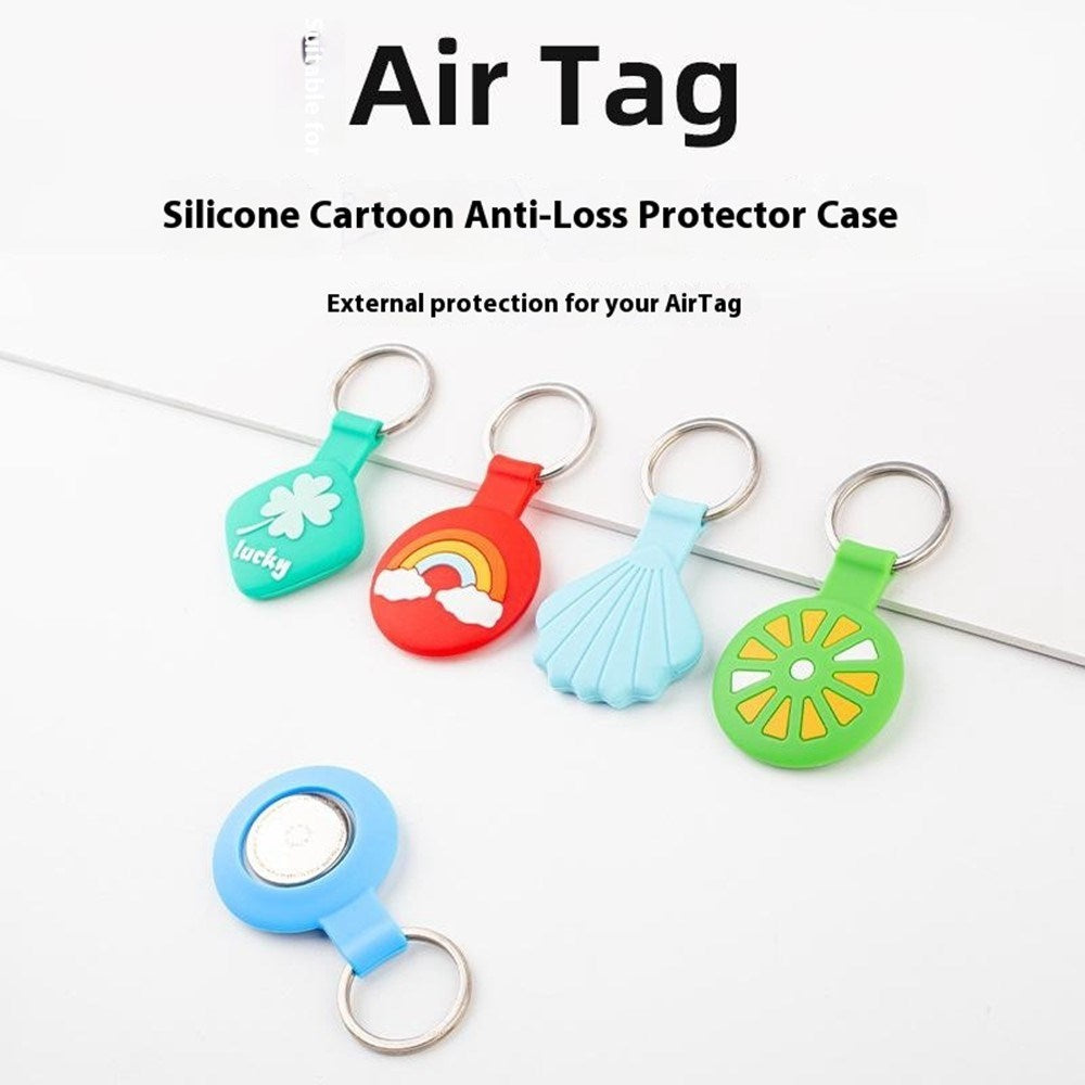 Apple AirTag 1. & 2. Gen. Silikon Fodral med 3D-Design & Nyckelring – Rosa Snäckskal