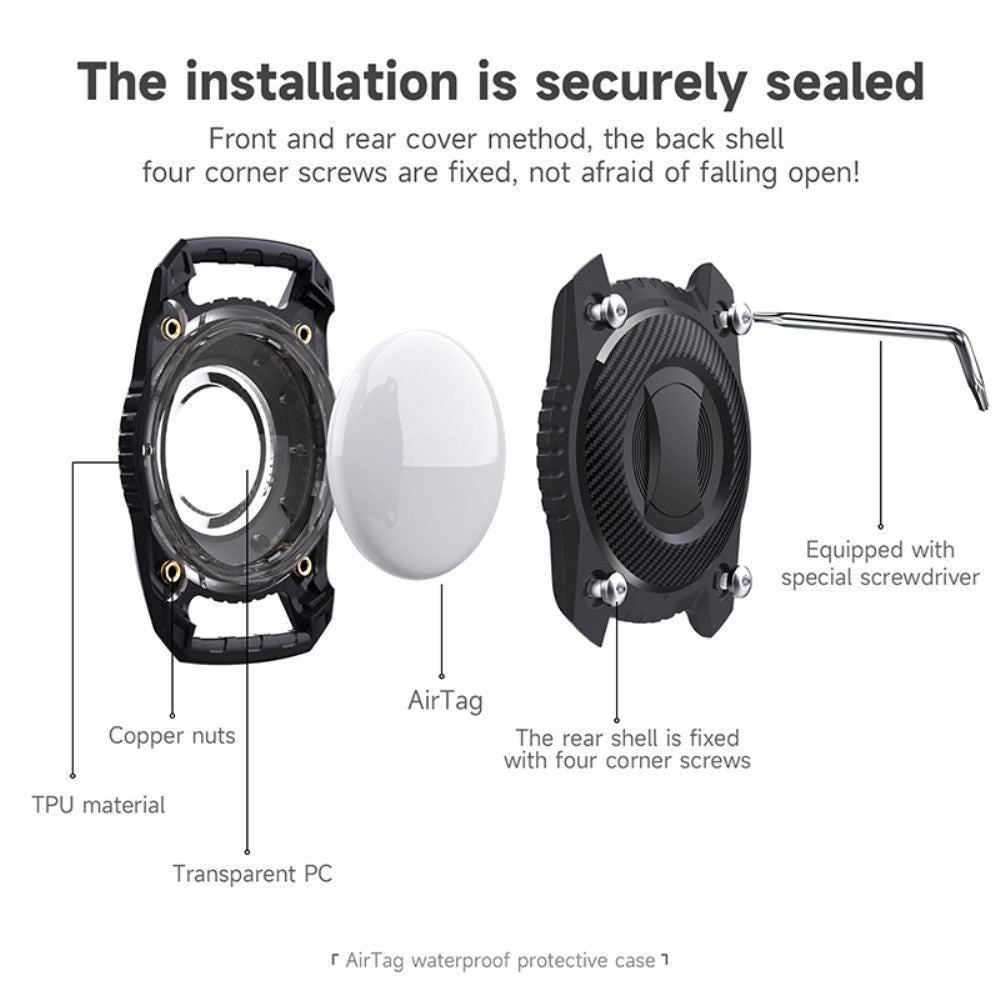 AirTag Vattentätt Flexibelt Plast Fodral - Svart