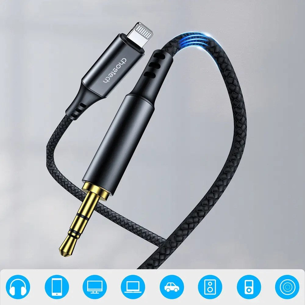 Choetech AUX009 Lightning till 3.5mm Minijack Kabel - 2m - Svart