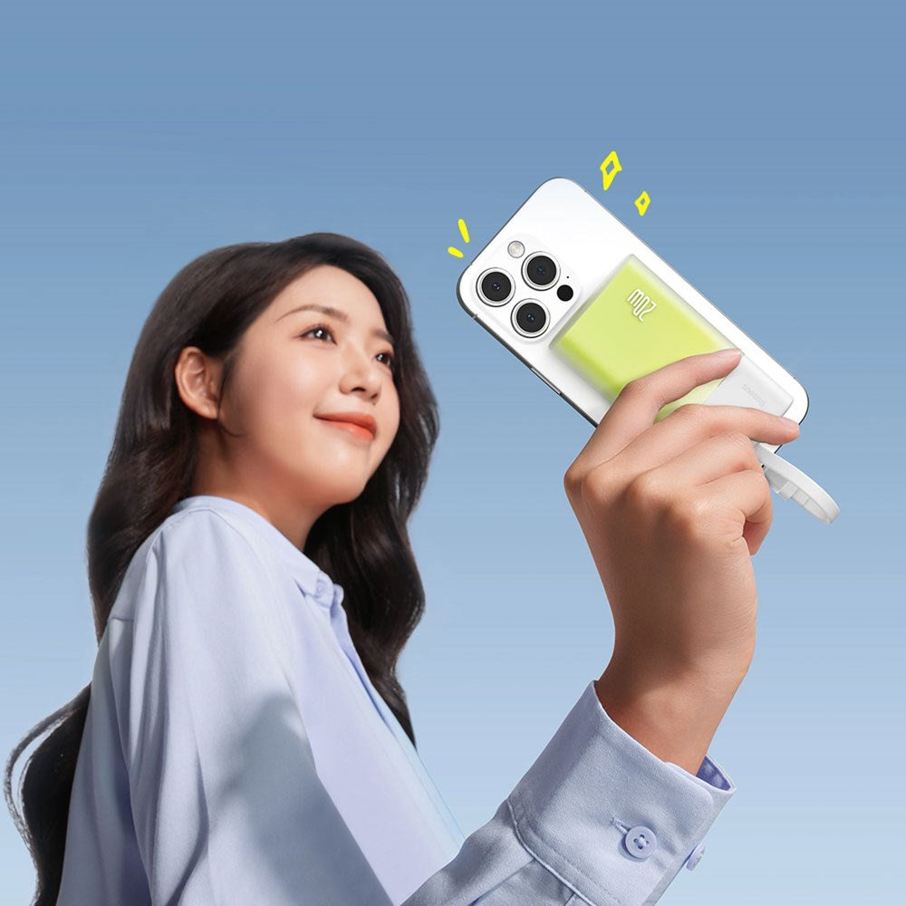 Baseus Popsicle 5200mAh Powerbank 20W med Inbyggd Lightning Kabel - Vit / Grön