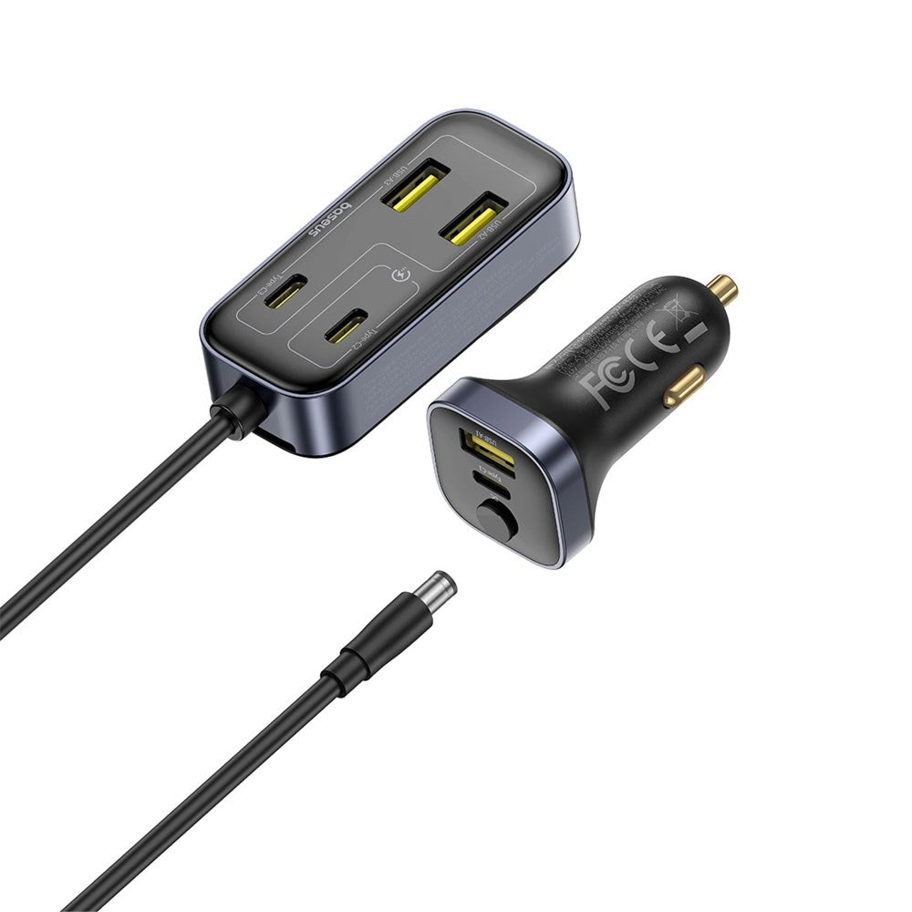 Baseus Multifunktionell Billaddare 110W med 3 x USB-A & 3 x USB-C - 1.5m - Svart