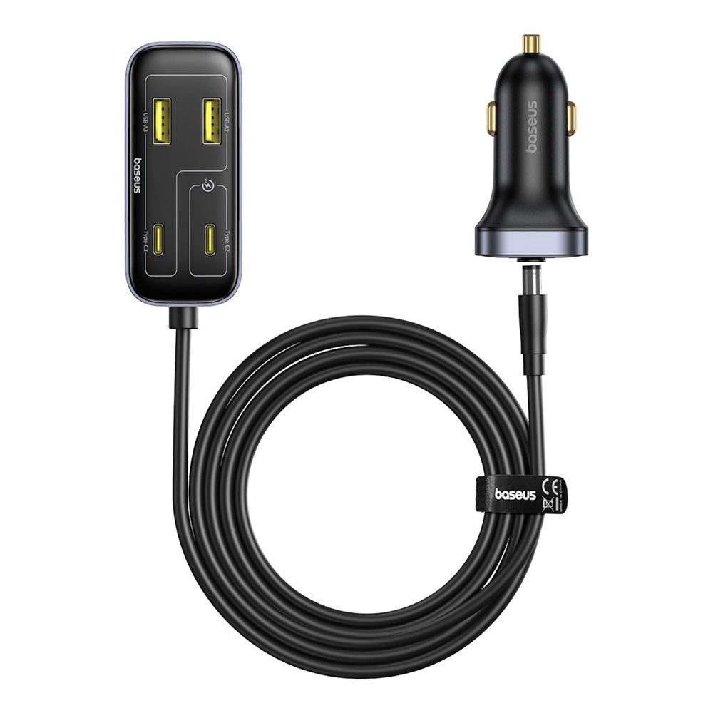 Baseus Multifunktionell Billaddare 110W med 3 x USB-A & 3 x USB-C - 1.5m - Svart