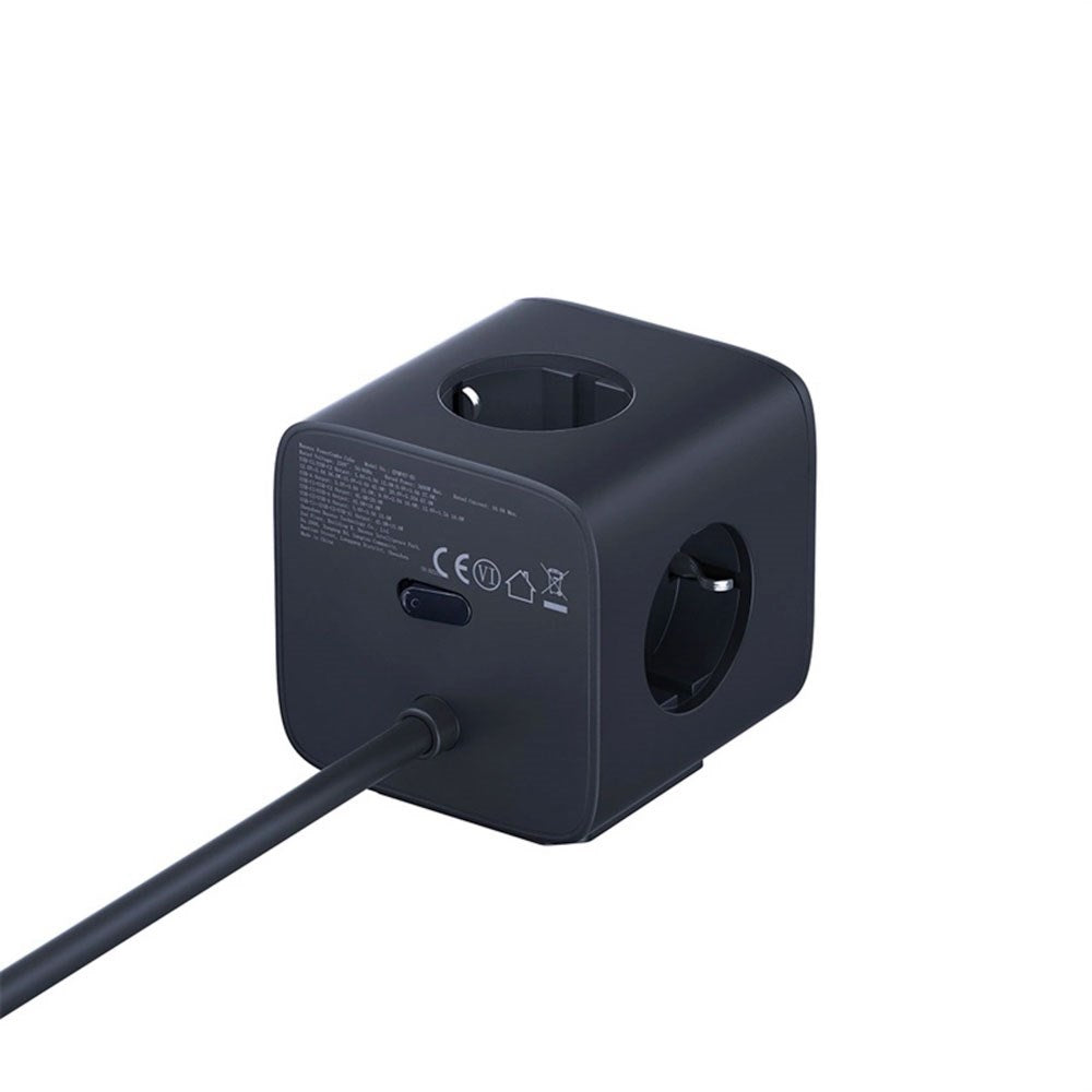 Baseus 67W Grenuttag med 3 x Schuko - 2 x USB-C - 1 x USB-A - 1,5m - Grå