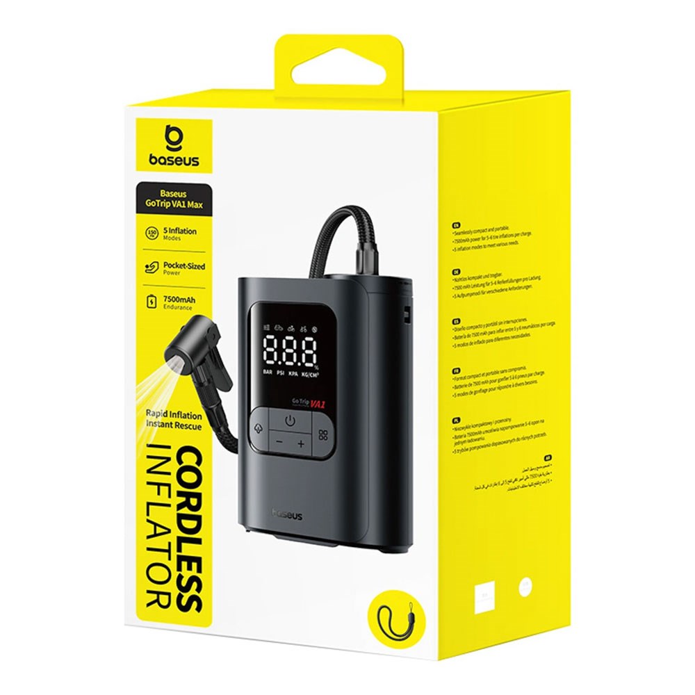 Baseus GoTrip Trådlös Pump Minikompressor - 7500 mAh - Mörkgrå