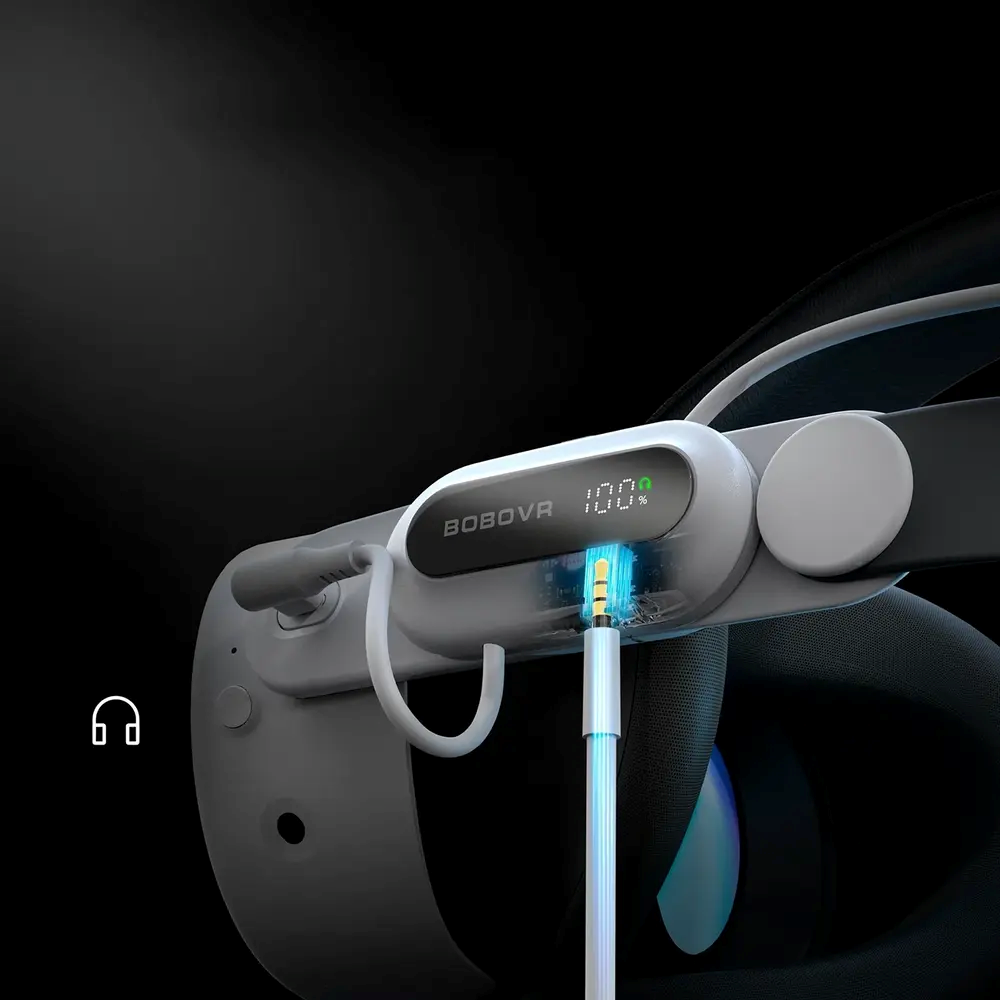 BOBOVR E3 Pro Batterirem till Meta Quest 3 / 3S - Svart / Vit