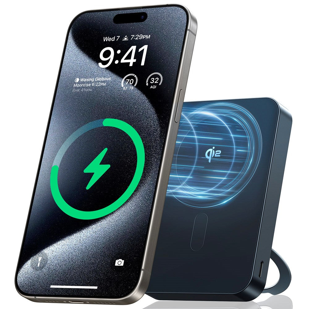 TORRAS Magnetisk 15W Powerbank 10 000mAh med Kickstand - Svart