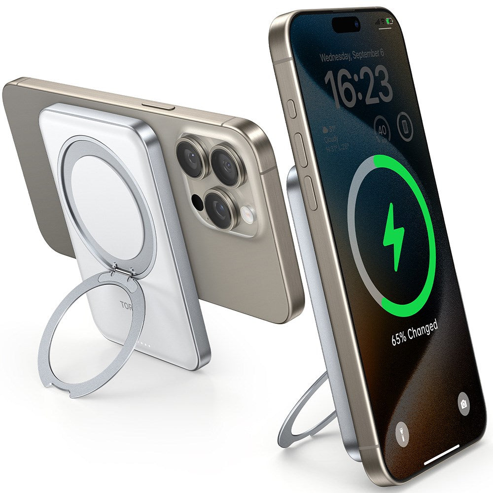 TORRAS Magnetisk 15W Powerbank 5 000mAh med Kickstand - Vit