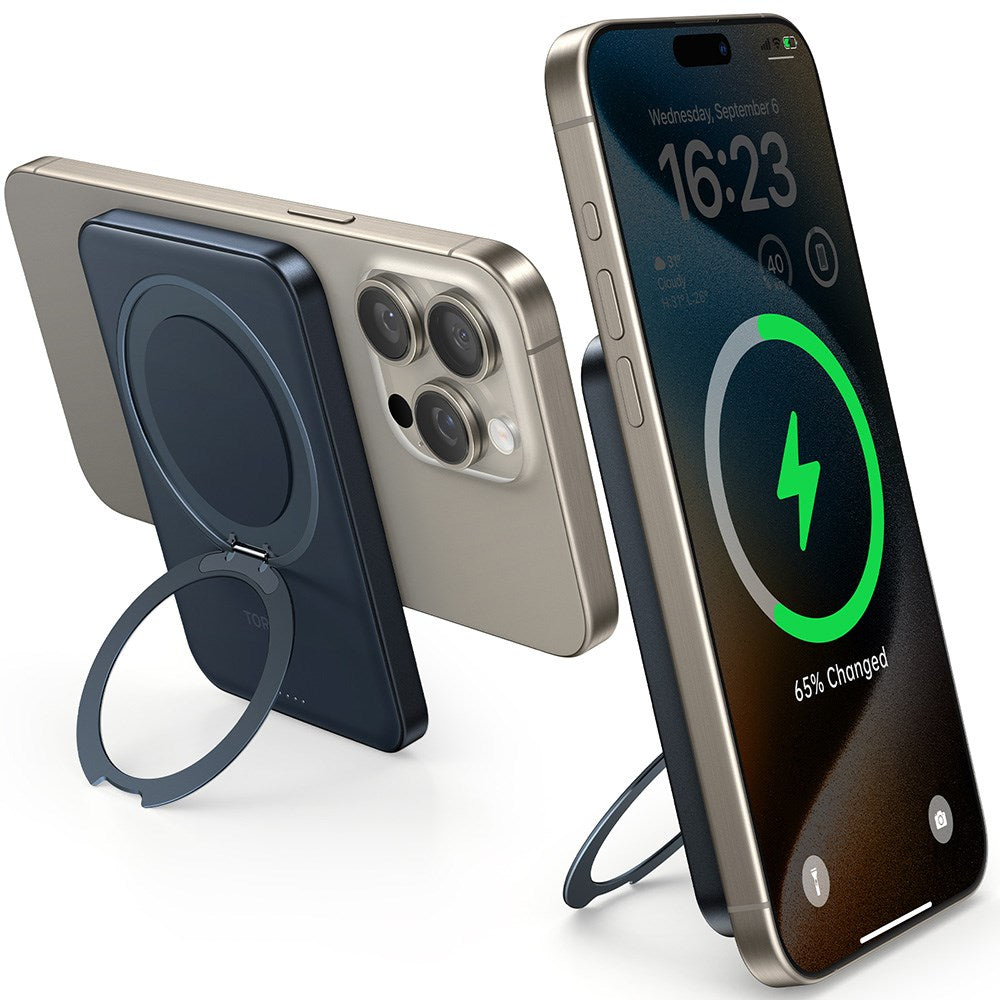 TORRAS Magnetisk 15W Powerbank 5 000mAh med Kickstand - Svart