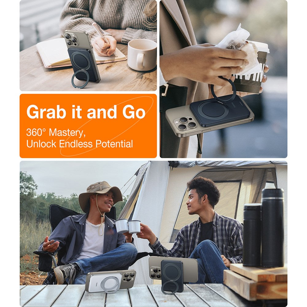 TORRAS Magnetisk 15W Powerbank 5 000mAh med Kickstand - Svart