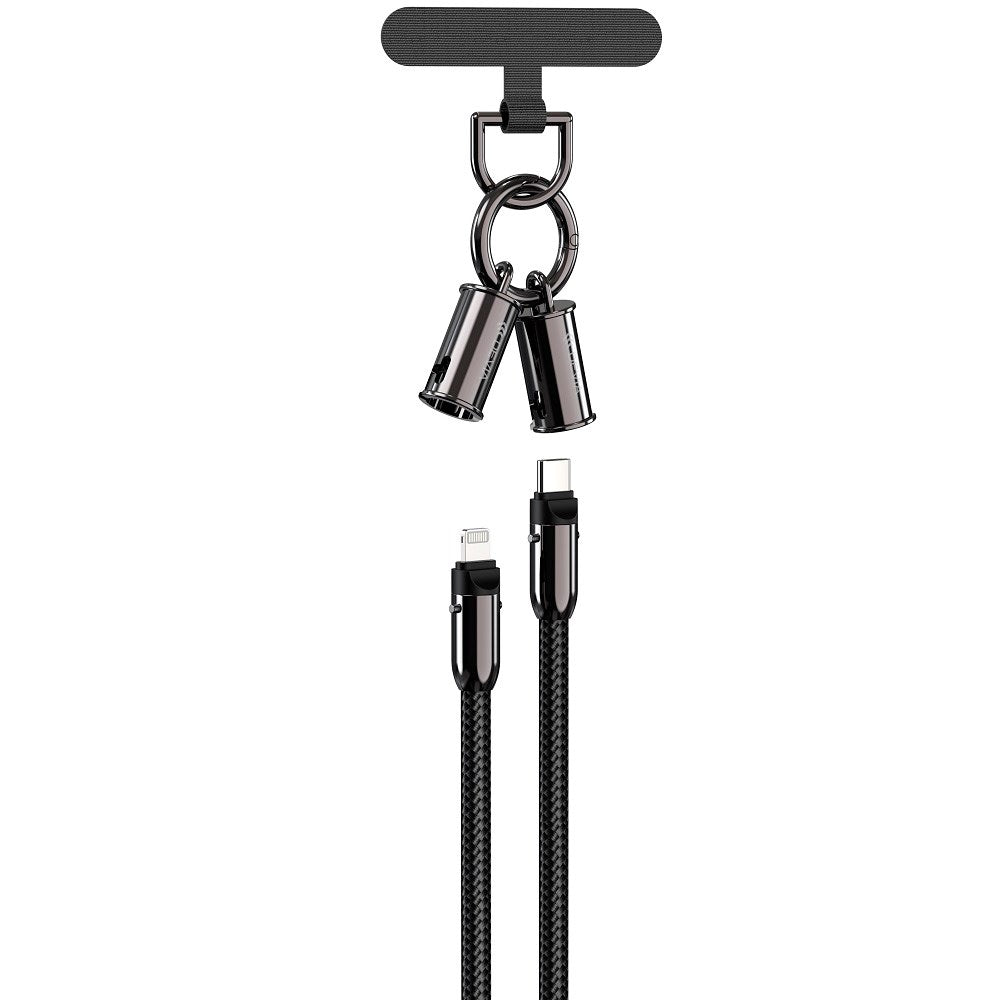 Devia 2-i-1 Mobilrem & USB-C till Lightning Kabel - Svart