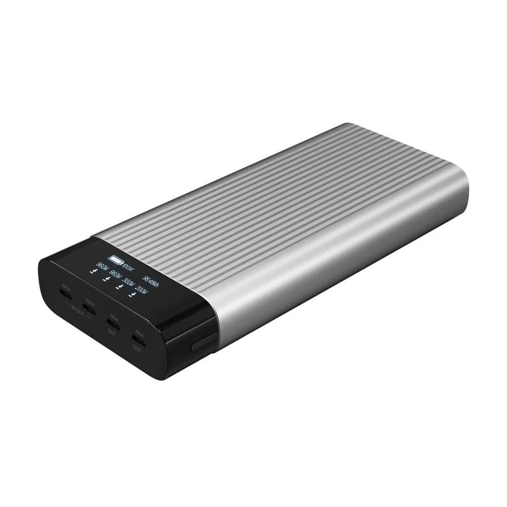 Hyper HyperJuice 245W Powerbank 27 000mAh med 4 x USB-C og skjerm - Grå / Svart