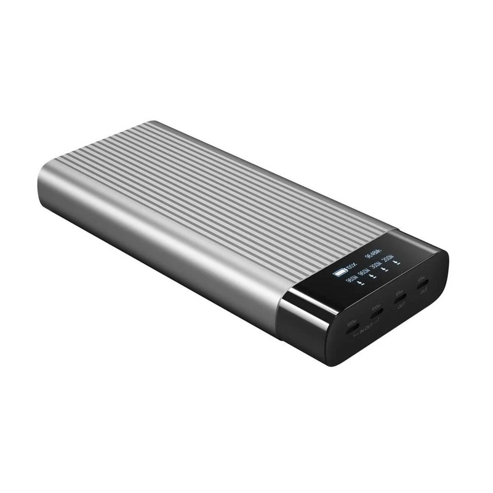 Hyper HyperJuice 245W Powerbank 27 000mAh med 4 x USB-C og skjerm - Grå / Svart