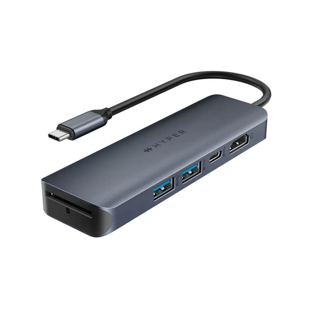 Hyper HyperDrive Ecosmart 6-i-1 USB-C-Hubb med USB-A / USB-C / HDMI / Ethernet / SD-Kort - Grå