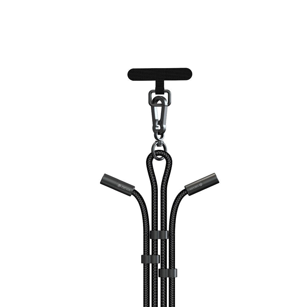 Devia 2-i-1 Justerbar Mobilrem & USB-C till USB-C Kabel - Svart