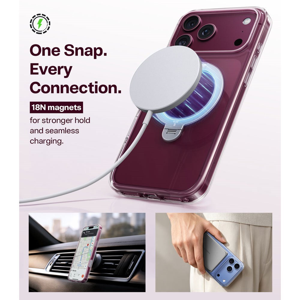 iPhone 18 Pro / 17 Pro TORRAS Ostand Q3 Spin Skal - MagSafe Kompatibel - Genomskinlig