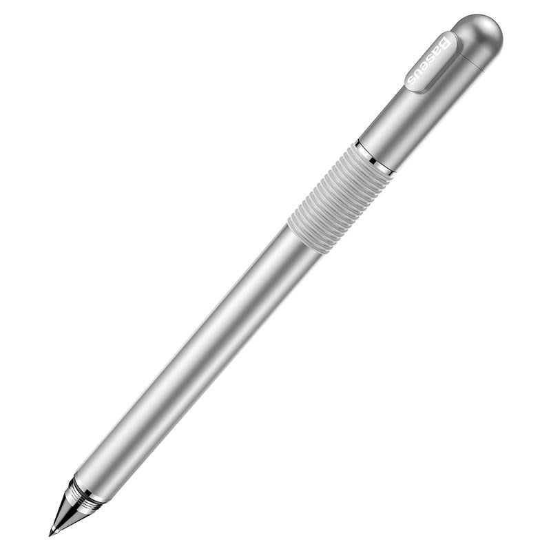 Baseus Dubbelsidig Stylus Penna för Mobil / Surfplatta med Kulspetspenna - Silver