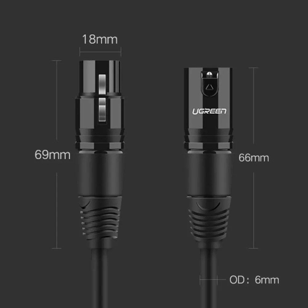 UGREEN XLR till XLR Kabel - 2m - Svart