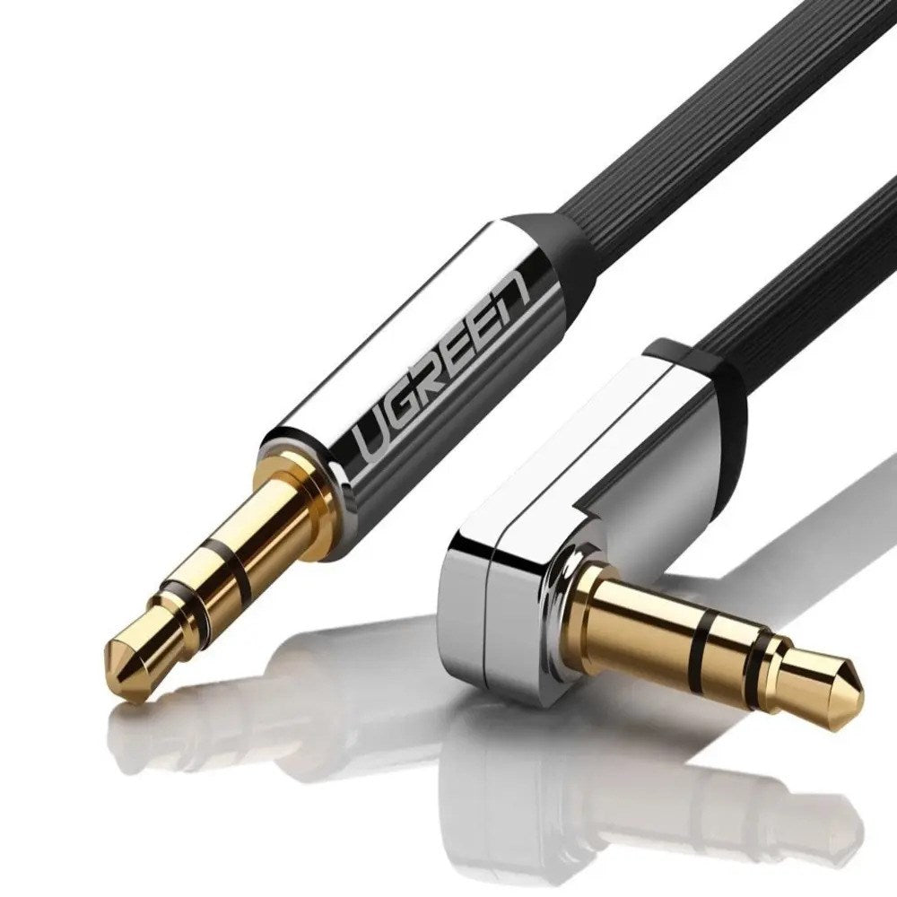 UGREEN Vinklad 3.5mm Minijack Ljudkabel - 1m - Svart / Silver